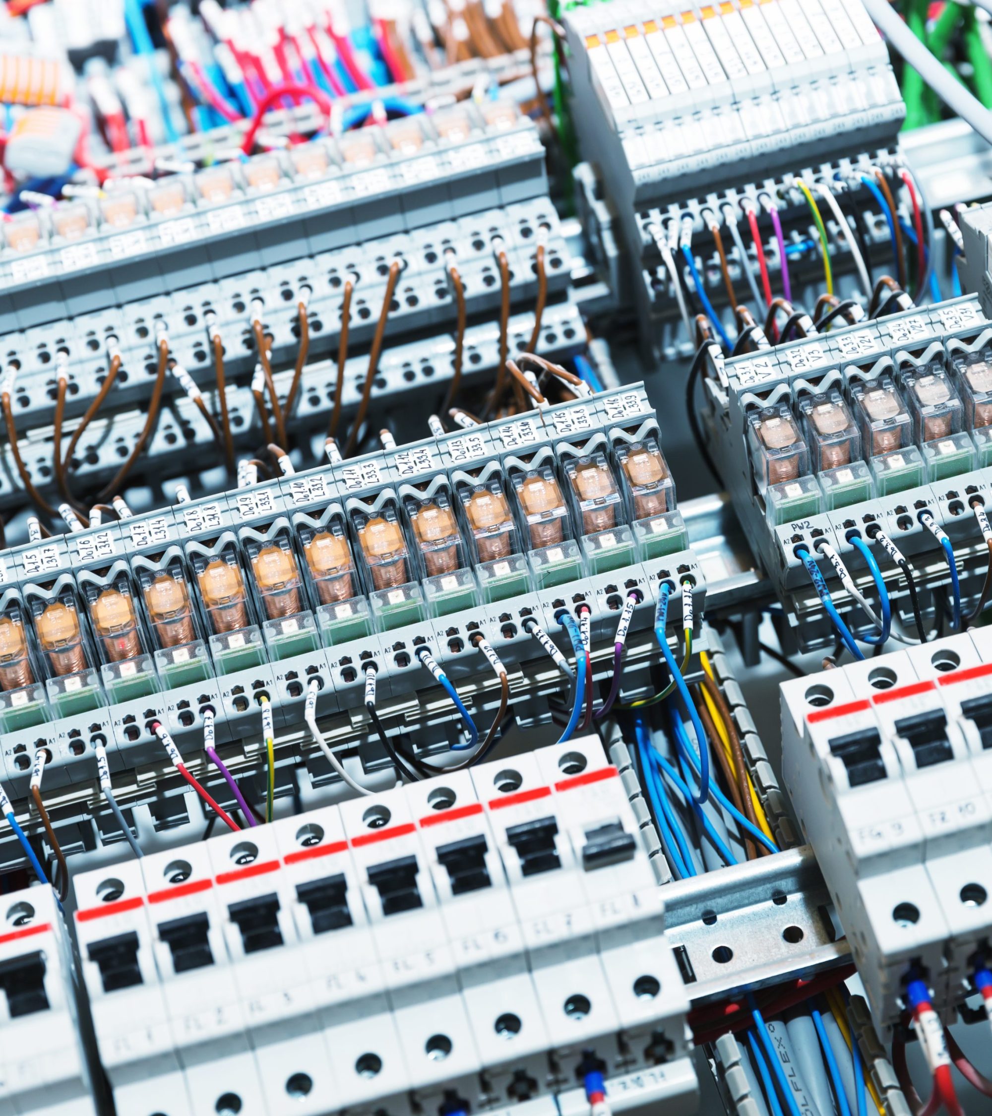 Electrical supplies in switchgear cabinet diagonal shot